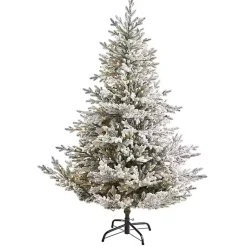 Outlet 6 ft. Clear Lit Flocked Fraser Fir Christmas Tree Christmas Trees