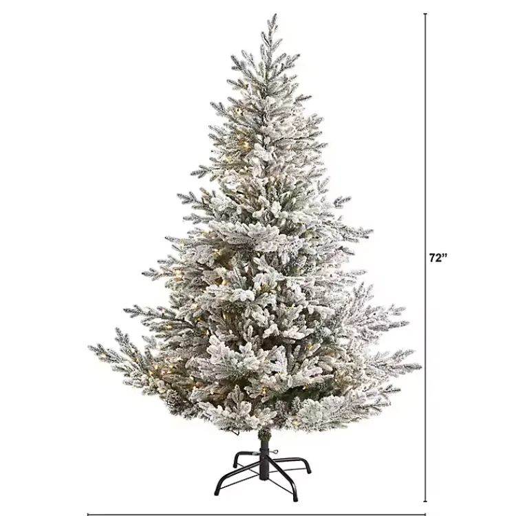 Outlet 6 ft. Clear Lit Flocked Fraser Fir Christmas Tree Christmas Trees