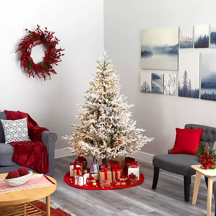 Outlet 6 ft. Clear Lit Flocked Fraser Fir Christmas Tree Christmas Trees