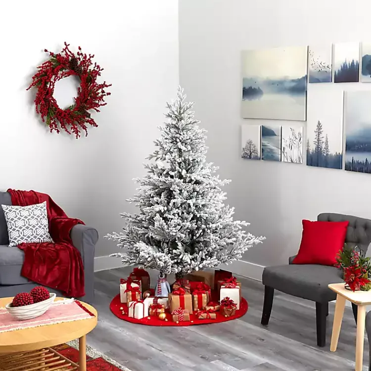 Outlet 6 ft. Clear Lit Flocked Fraser Fir Christmas Tree Christmas Trees