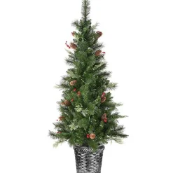 Discount 5 ft. Feel Real Pre-Lit Buzzard Pine Tree Christmas Trees