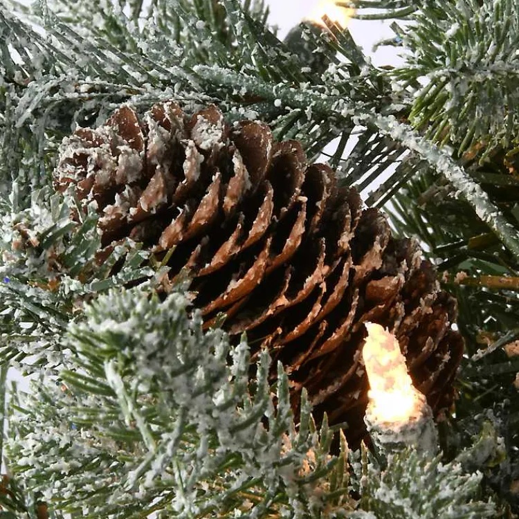 Outlet 4 ft. Feel Real Pre-Lit Snowy Morgan Spruce Tree Christmas Trees