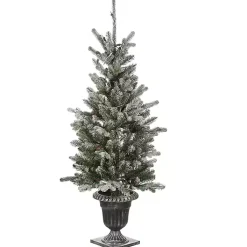 Outlet 4 ft. Feel Real Pre-Lit Snowy Morgan Spruce Tree Christmas Trees