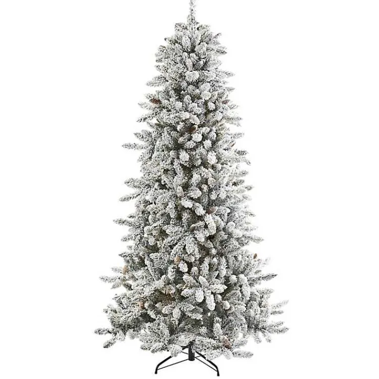 Online 7.5 ft. Flocked Livingston Fir Pine Christmas Tree Christmas Trees