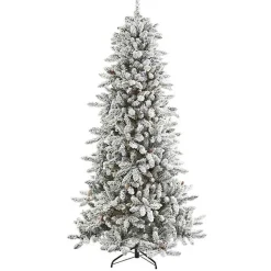 Online 7.5 ft. Flocked Livingston Fir Pine Christmas Tree Christmas Trees