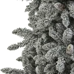 Online 7.5 ft. Flocked Livingston Fir Pine Christmas Tree Christmas Trees