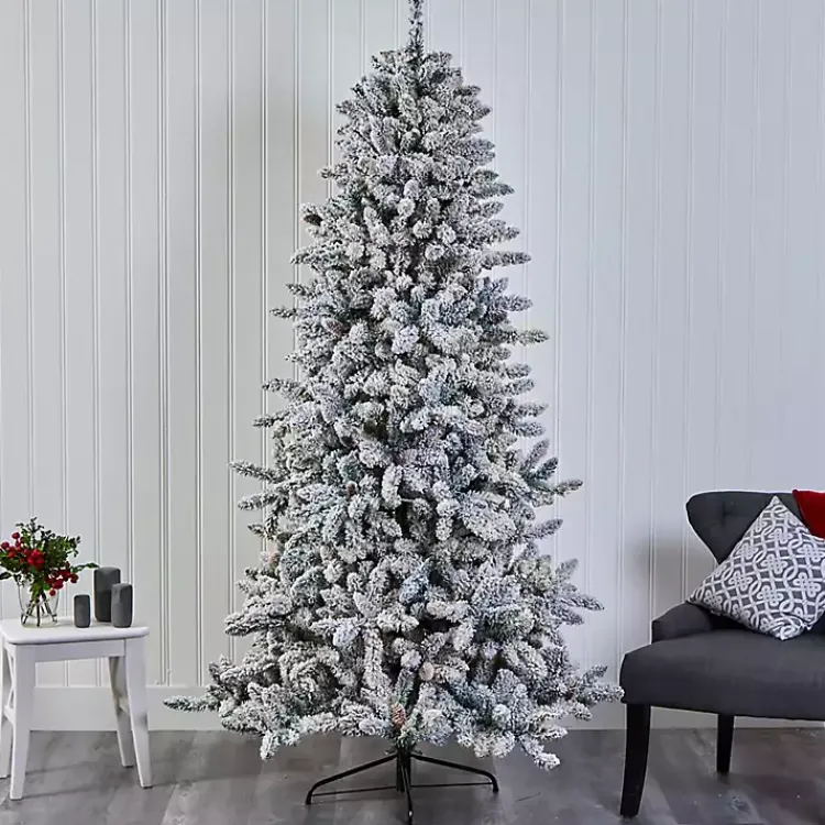 Online 7.5 ft. Flocked Livingston Fir Pine Christmas Tree Christmas Trees