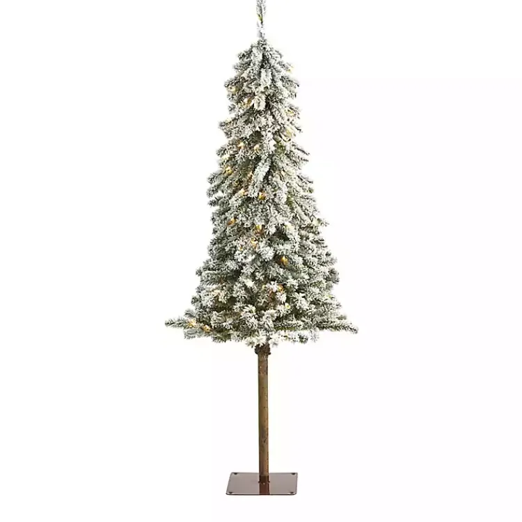 Outlet 5 ft. Flocked Pre-Lit Alpine Christmas Tree Christmas Trees