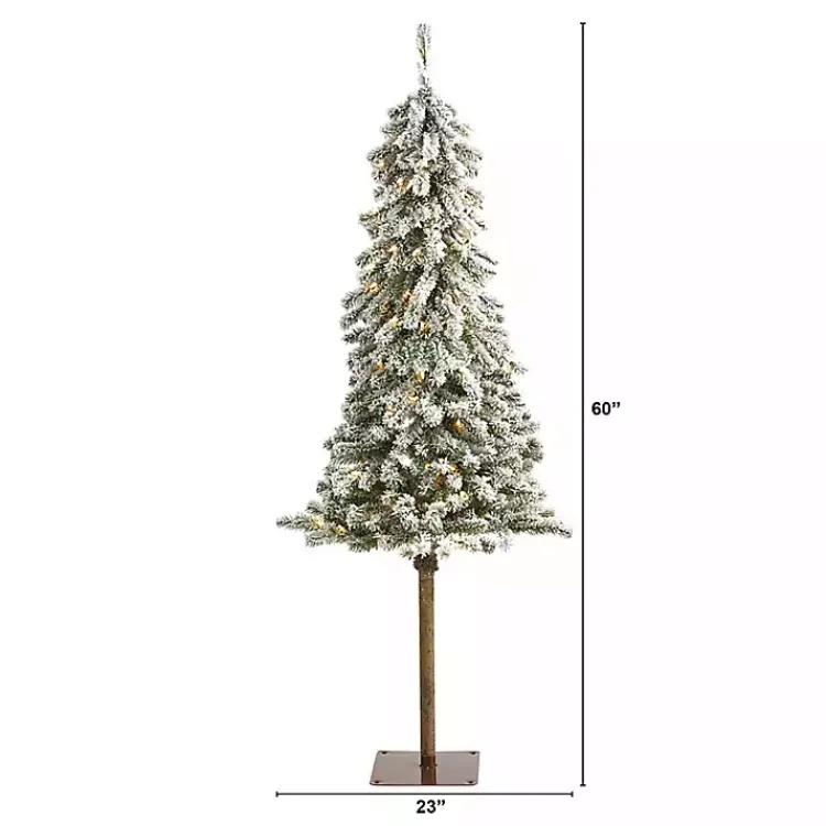 Outlet 5 ft. Flocked Pre-Lit Alpine Christmas Tree Christmas Trees
