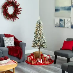 Outlet 5 ft. Flocked Pre-Lit Alpine Christmas Tree Christmas Trees