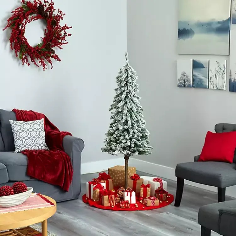 Outlet 5 ft. Flocked Pre-Lit Alpine Christmas Tree Christmas Trees