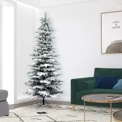 Sale 7.5 ft. Flocked Slim Utica Fir Christmas Tree Christmas Trees