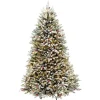 New 7.5 ft. Lit Flocked Dunhill Fir Christmas Tree Christmas Trees