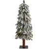 Online 3 ft. Lit Flocked Grand Alpine Trunk Mini Tree Christmas Trees