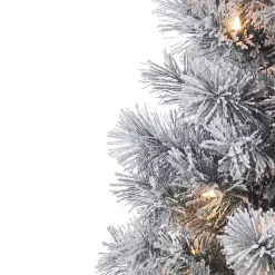 Online 4.5 ft. Pre-Lit Flocked Potted Pine Christmas Tree Christmas Trees