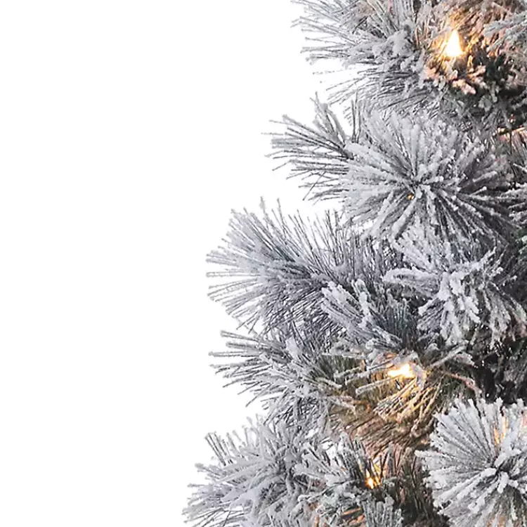 Online 4.5 ft. Pre-Lit Flocked Potted Pine Christmas Tree Christmas Trees