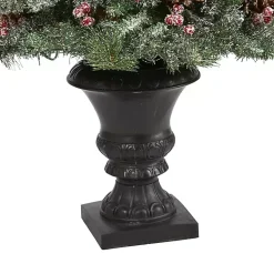 Outlet 4 ft. Pre-Lit Frosted Berry and Pine Tree in Urn Christmas Trees