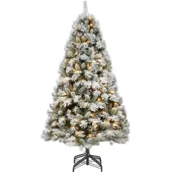 Hot 7.5 ft. Pre-Lit Frosted Branches Christmas Tree Christmas Trees