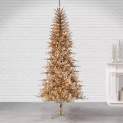Hot 7.5 ft. Pre-Lit Gold Tinsel Christmas Tree Christmas Trees