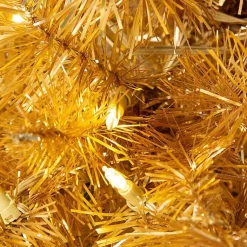 Hot 7.5 ft. Pre-Lit Gold Tinsel Christmas Tree Christmas Trees