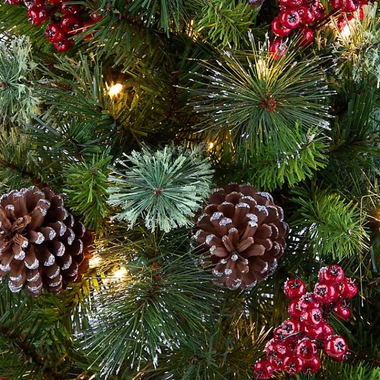 Sale 4 ft. Pre-Lit Iced Berry & Pine Tree in Bronze Urn Christmas Trees