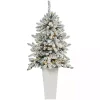 Discount 4.5 ft. Pre-Lit Livingston Fir Tree in White Plant Christmas Trees