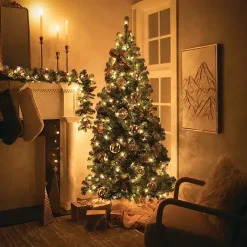 Clearance 6.5 ft. Pre-Lit Pine Christmas Tree Christmas Trees