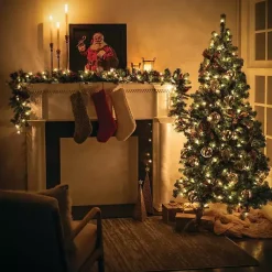 Clearance 6.5 ft. Pre-Lit Pine Christmas Tree Christmas Trees