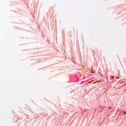 Outlet 7.5 ft. Pre-Lit Pink Tinsel Christmas Tree Christmas Trees