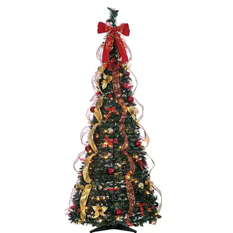 New 6 ft. Pre-Lit Pop-Up Decorated Christmas Tree Christmas Trees