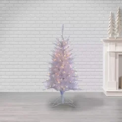 New 4 ft. Pre-Lit White Tinsel Christmas Tree Christmas Trees