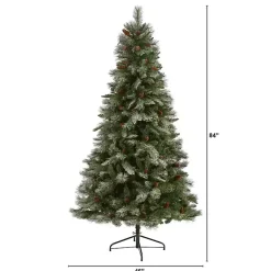 Hot 7 ft. Snowy Pine & Pinecones Christmas Tree Christmas Trees
