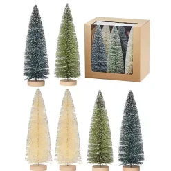 Online 9 in. Natural & Green Woodland Tree 6-pc. Set Christmas Decorations