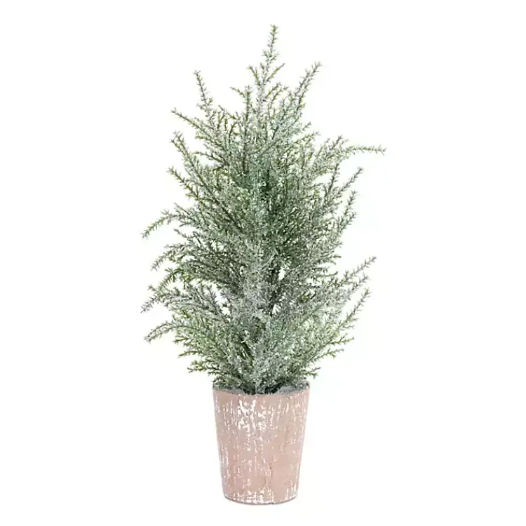 Hot 15 in. Potted Icy Pine Trees, Set of 4 Christmas Arrangements & Garland