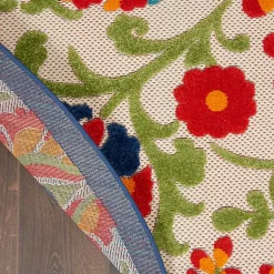 Kirklands Home Outdoor Rugs|Abstract Floral Outdoor Round Area Rug, 5 ft. Multi