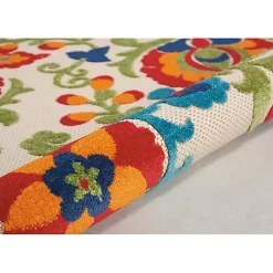 Kirklands Home Outdoor Rugs|Abstract Floral Outdoor Round Area Rug, 5 ft. Multi