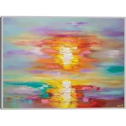 Kirklands Home Canvas Art|Abstract Sunrise Framed Canvas Art Print Multi