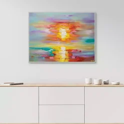 Kirklands Home Canvas Art|Abstract Sunrise Framed Canvas Art Print Multi