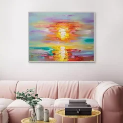 Kirklands Home Canvas Art|Abstract Sunrise Framed Canvas Art Print Multi