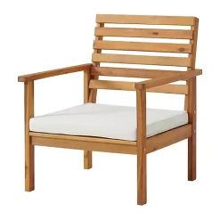 Kirklands Home Outdoor Seating|Acacia White Cushioned Outdoor Chairs, Set of 2