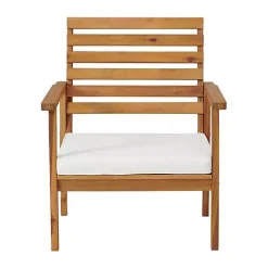 Kirklands Home Outdoor Seating|Acacia White Cushioned Outdoor Chairs, Set of 2