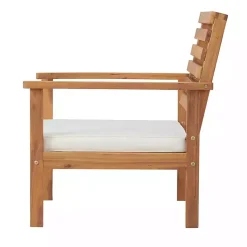 Kirklands Home Outdoor Seating|Acacia White Cushioned Outdoor Chairs, Set of 2