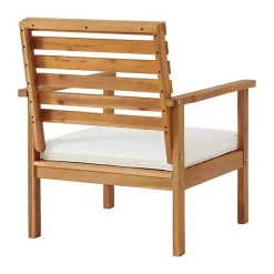 Kirklands Home Outdoor Seating|Acacia White Cushioned Outdoor Chairs, Set of 2