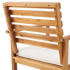 Kirklands Home Outdoor Seating|Acacia White Cushioned Outdoor Chairs, Set of 2