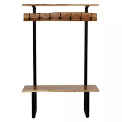 Kirklands Home Entryway Furniture|Acacia Wood Modern Storage Hooks Hall Tree
