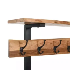 Kirklands Home Entryway Furniture|Acacia Wood Modern Storage Hooks Hall Tree