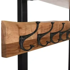 Kirklands Home Entryway Furniture|Acacia Wood Modern Storage Hooks Hall Tree