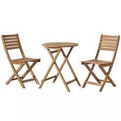 Kirklands Home Outdoor Sets|Acacia Wood Slatted 3-pc. Outdoor Bistro Set Tan