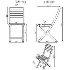 Kirklands Home Outdoor Sets|Acacia Wood Slatted 3-pc. Outdoor Bistro Set Tan