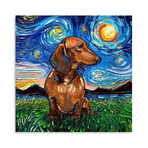 Kirklands Home Canvas Art|Aja Trier Dachshund I Starry Night Canvas Print